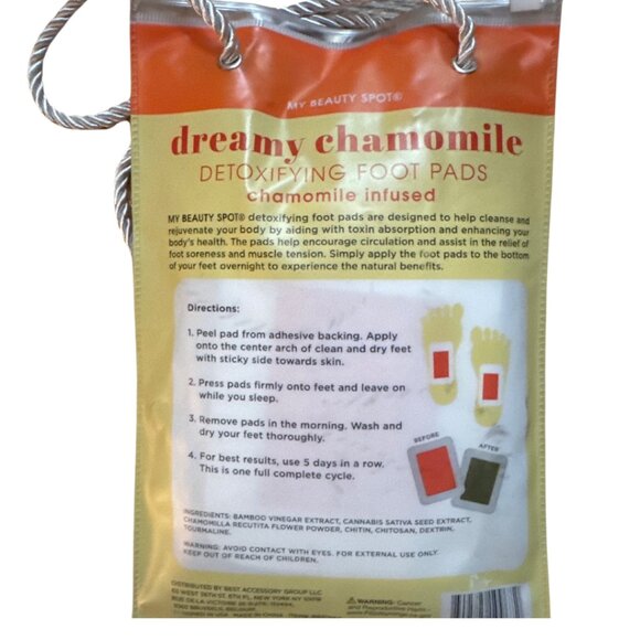 Dreamy Chamomile Detoxifying Foot Pads 5 Pairs by My Beauty Spot NEW - Picture 2 of 3